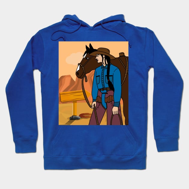 Retro Wild West Cowboys Rodeo Hoodie by flofin